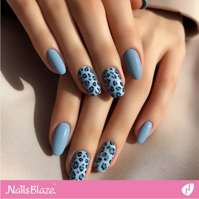 All Blue Nails Leopard Design | Animal Print Nails - NB2623